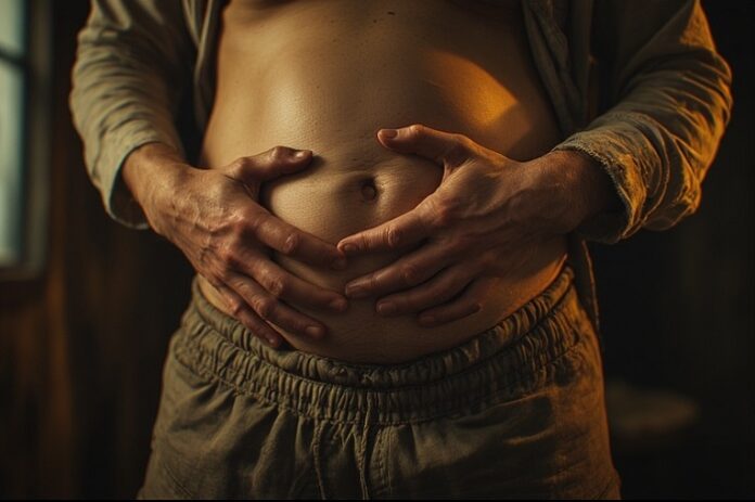 segurando a barriga